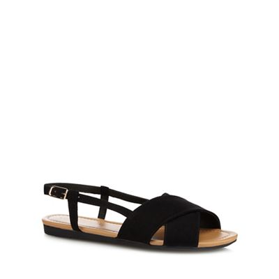 Black cross strap wide fit sandals